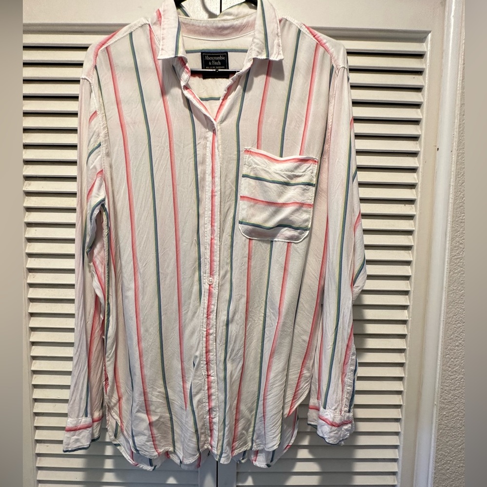 Abercrombie white stripe shirt